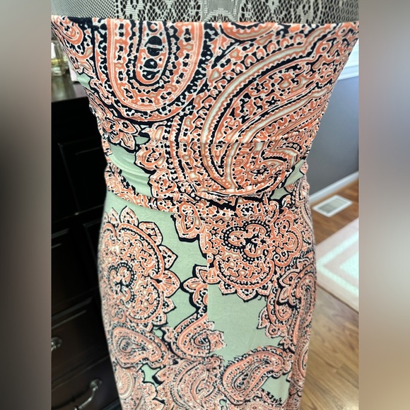 The Limited Pink Soft Sage Strapless Maxi Dress – Paisley Print Size Small - Picture 9 of 15